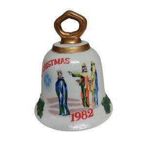 Vintage 1982 Christmas Bell Ornament 3 Wise Men Nativity Scene Holiday Decor
